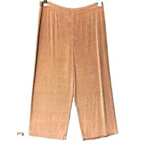 The Travel Collection Tan Wide Leg Knit Capris Pants Womens M No‎ Wrinkle Casual